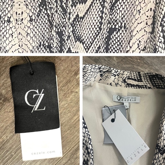 NWT CEZELE Snake Print Open Front Blazer Size: L - Picture 3 of 13